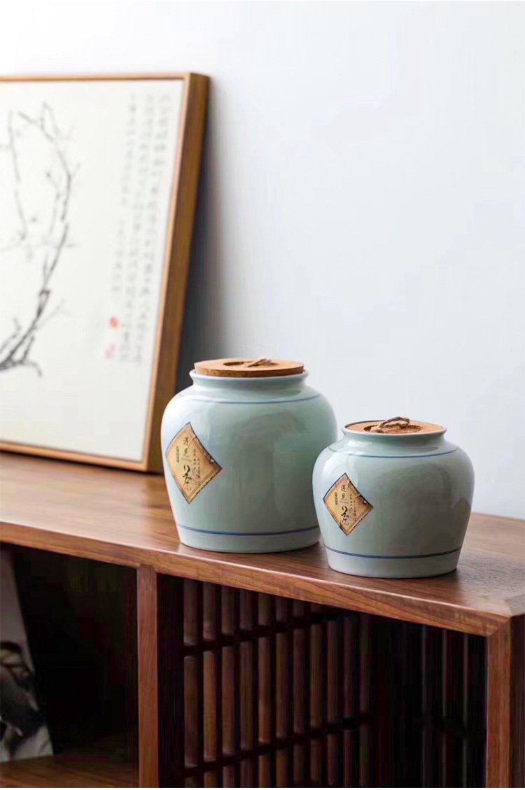 JingLan puer tea caddy fixings ceramic household storage tanks to receive storage tank seal tank of high - grade tea storehouse