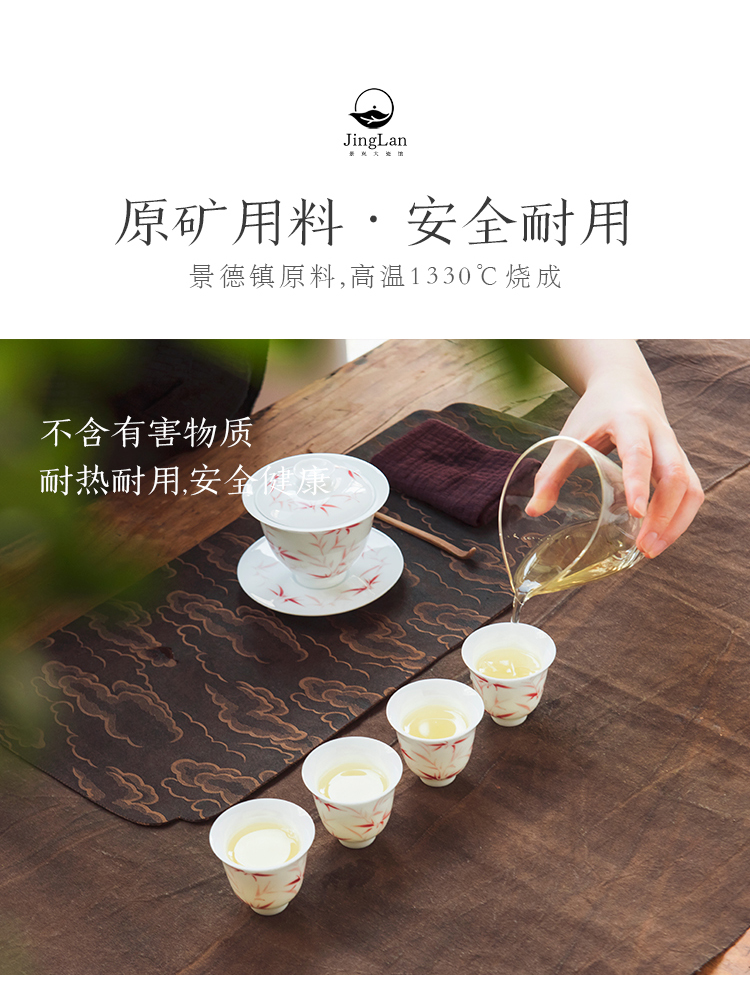 Good thing, jingdezhen ceramics by hand ipads porcelain kung fu tea set red bamboo cups tureen of a complete set of tea sets