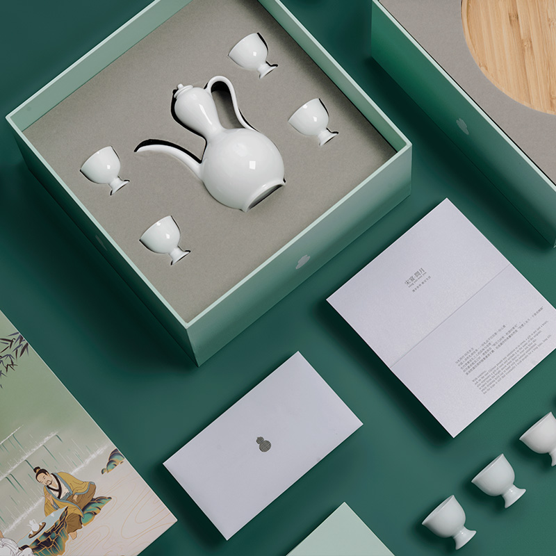 First for the ritual jingdezhen ceramic wine set manually set the teapot flagon gift box Song Yan asked the Dragon Boat Festival of the month