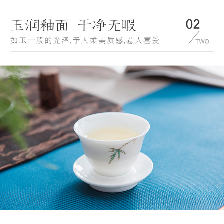 Good thing JingLan tea ware suit contracted kung fu tea set suit household hand - made bamboo jingdezhen ceramic tea set