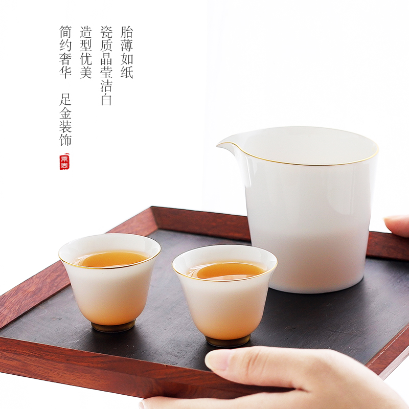 Household manual hand - made kung fu tea cup sample tea cup ceramic tea set, tea set master cup thin white porcelain