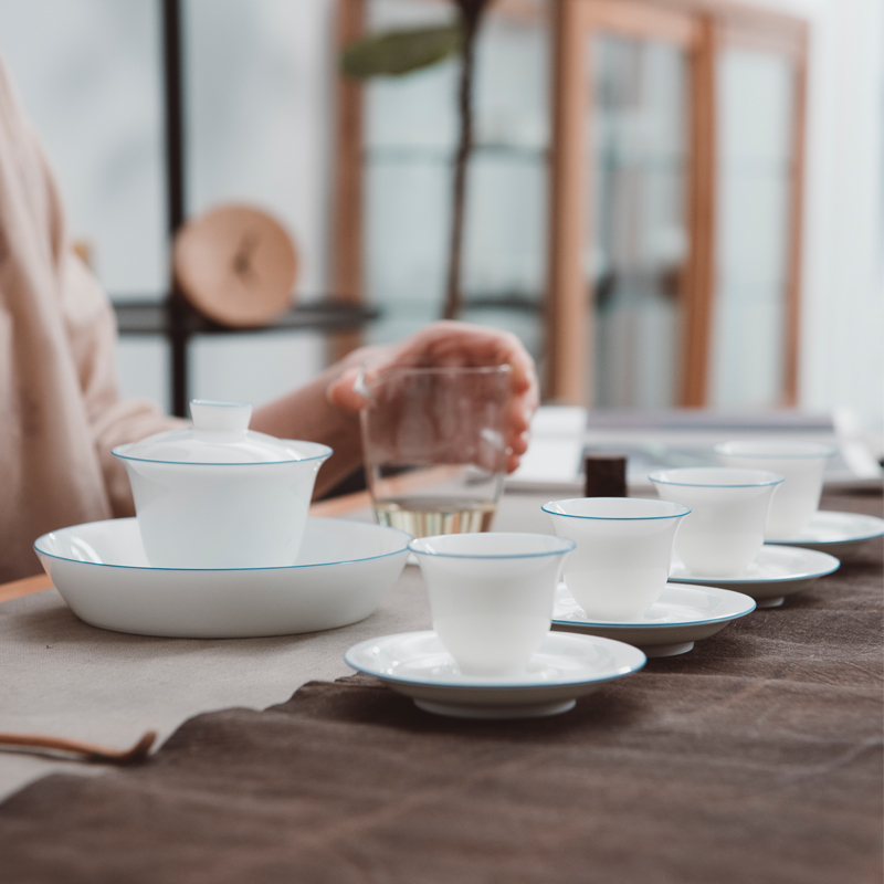 Good thing JingLan kung fu tea tea device suit only three tureen sample tea cup of jingdezhen ceramic cups difference gifts