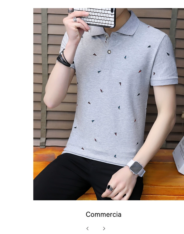 Áo thun nam tay ngắn Hàn Quốc áo thun xu hướng quần áo ve áo polo áo quần nam Tang Sen Ma Wei Lion cửa hàng chính thức