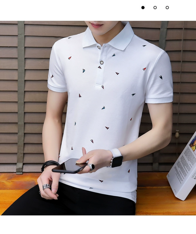Áo thun nam tay ngắn Hàn Quốc áo thun xu hướng quần áo ve áo polo áo quần nam Tang Sen Ma Wei Lion cửa hàng chính thức