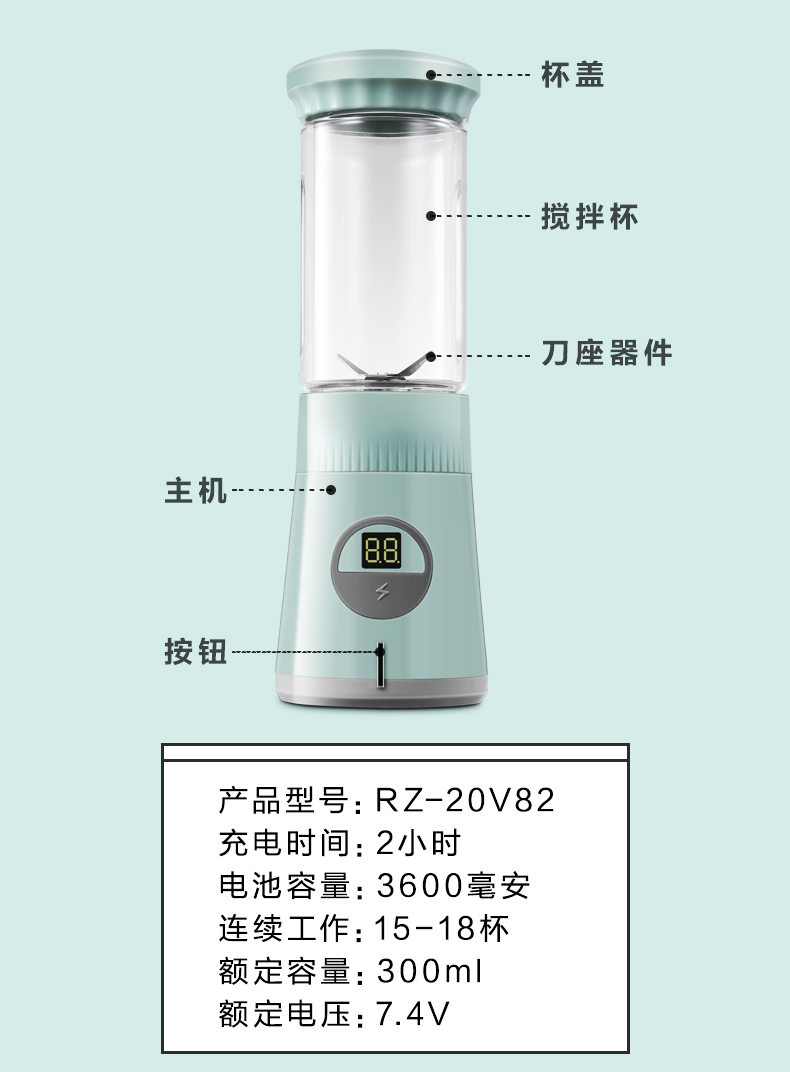 máy xay mini Royalstar / Rongshida RZ-20V82 xách tay có thể được sử dụng như một máy ép thức ăn ép trái cây kho báu đi kèm - Máy ép trái cây máy xay bear 3 cối