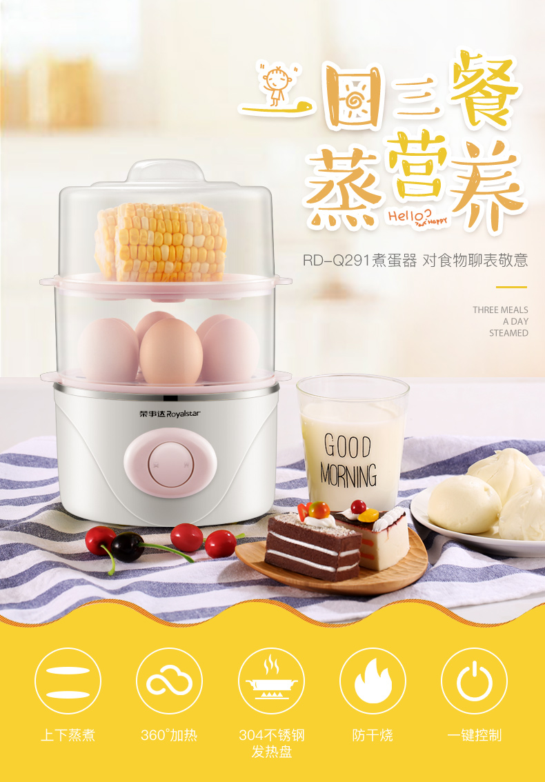 mua nồi lẩu mini lock&lock Rongshida RD-Q291 nồi cơm điện tại nhà đa chức năng tự động tắt đôi hấp trứng mini ăn sáng - Nồi trứng nồi hấp elmich