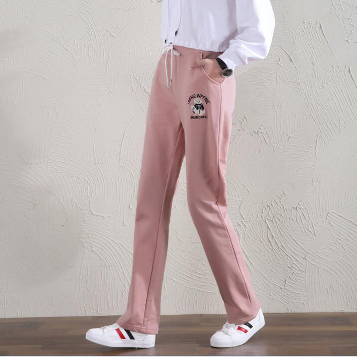 Childrens quần mùa xuân và mùa hè cô gái quần sweatpants quần dài quần thẳng sửa chữa eo sinh viên cô gái giải trí.