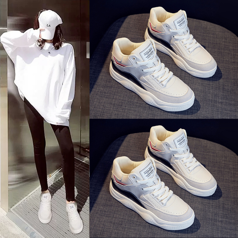 Daddy shoes and daughters high - tire single shoes 2023 new Korean edition of cash cotton shoes hundred and casual white shoes