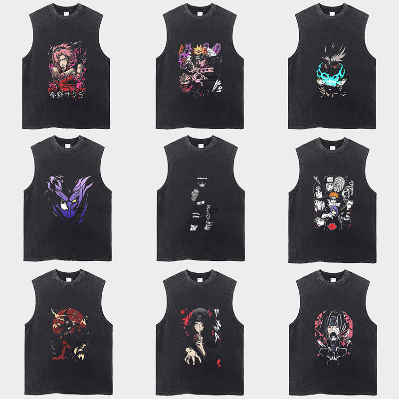 Anime Naruto Uchiha Itachi Sasuke Naruto Cartoon Cotton Sleeveless Vest Tank Top T-Shirt