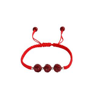 手链女 日韩风S925银原矿朱砂六字真言红绳本命年编织线红手绳