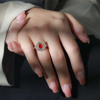 Live broadcast hot sale colorful treasure ice flower cut corolla ring for women flashing high carbon diamond padparadscha fashion personalized jewelry