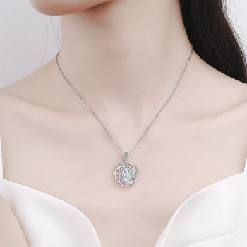 Live broadcast hot selling colorful ice flower cut four-leaf clover ring necklace for women super flash high carbon diamond padparadscha pendant jewelry