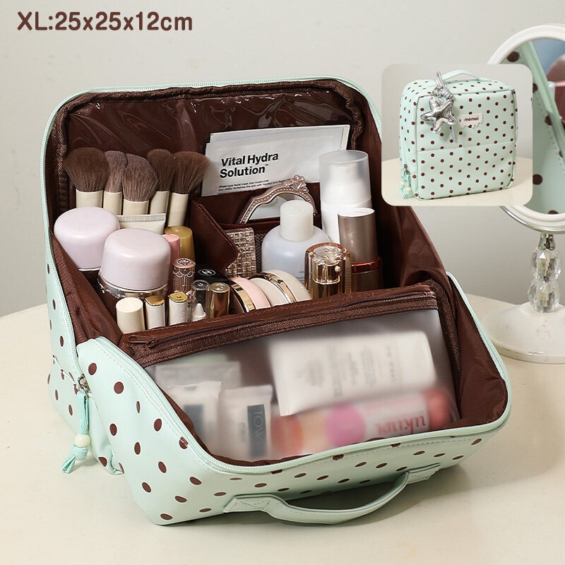 Japanese Standing Makeup Bag for Women, Cute and Portable, Large Capacity, Multi-Functional, Partitioned Skincare Storage Bag Japanese Standing Makeup Bag for Women, Cute and Portable, Large Capacity, Multi-Functional, Partitioned Skincare Storage Bag