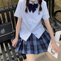 Xiaolan middle organ pleated jk uniform grid skirt suit shirt female student school uniform embroidery short sleeve 2021 summer