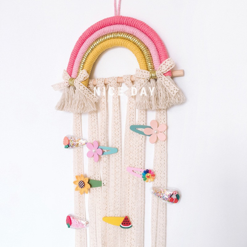 South Korea Ins children hairpin intake with bar-hanging headwear finishing with baby hair clip Rainbow wall decoration