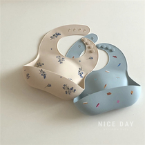 South Korea ins baby eating bib baby saliva towel children food bag children silicone bib anti-dirt artifact