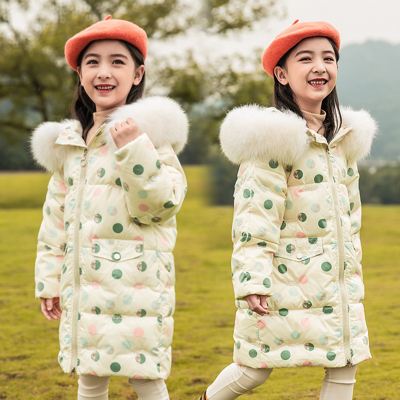 Bala Nianhua Children's Down Jacket Girl Medium Long Korean Version New Foreign Baby Thick Jacket Winter Tide