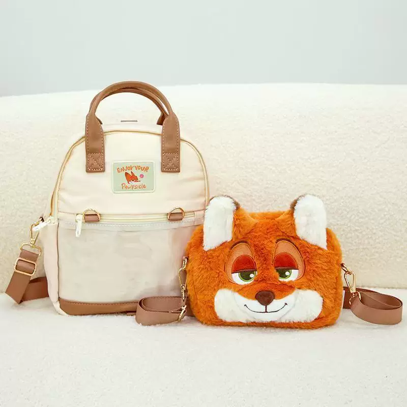 Cartoon backpack, plush removable minifigure, shoulder bag