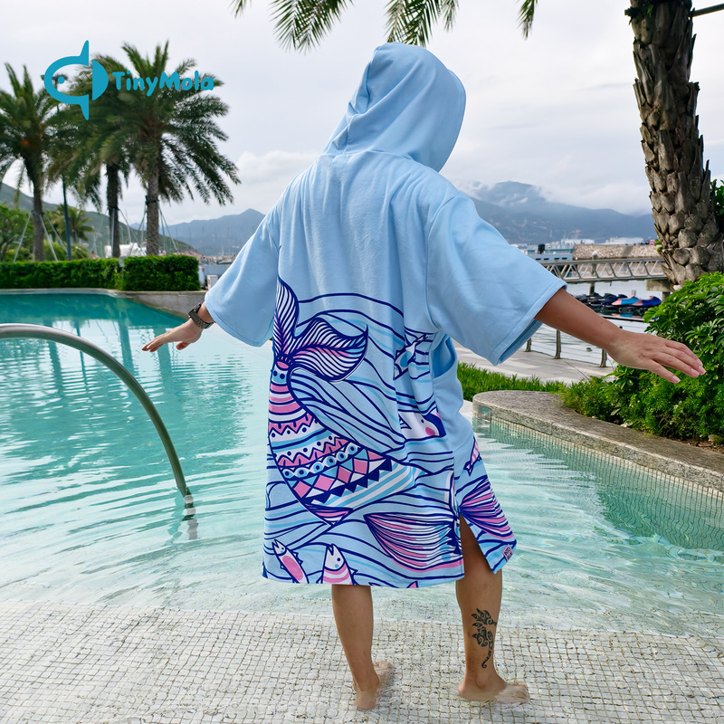 Tinymola Beach Poncho Diving Bathrobe Warm Absorbent Fiber Towel Robe Swimming Mobile Changing Robe