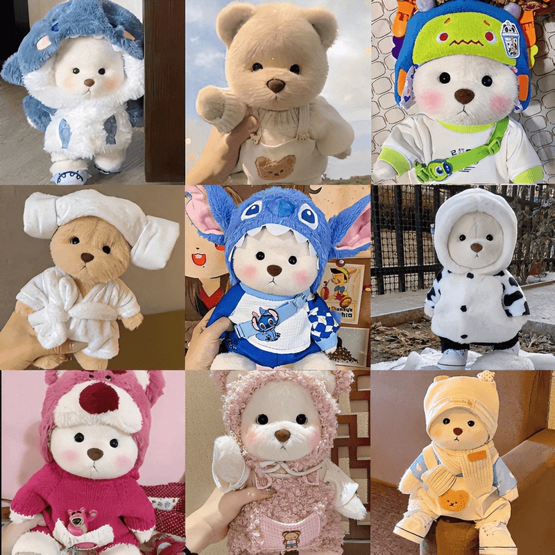 Teddy Bear Plush Toy 30cm Small Bear Doll Teddy Bear Clothes Handmade Dress-Up Super Cute Gift