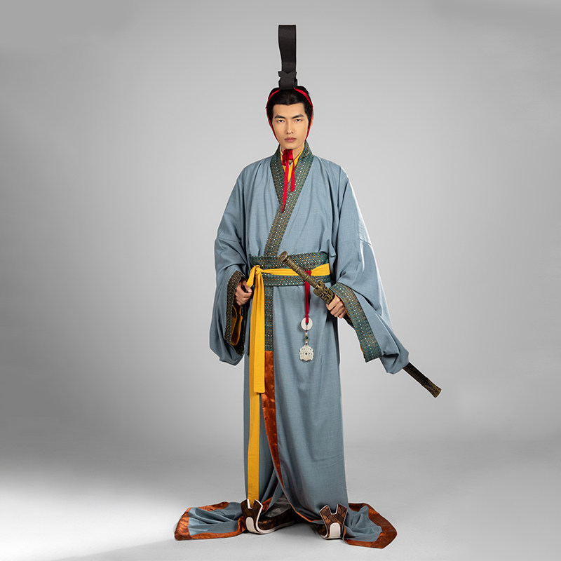 怀谷居【屈原】战国袍曲裾汉服复原直裾袍配饰红色禁步！穿越千年，穿上就是楚国贵族本人？！-汉服连衣裙-淘宝好物网