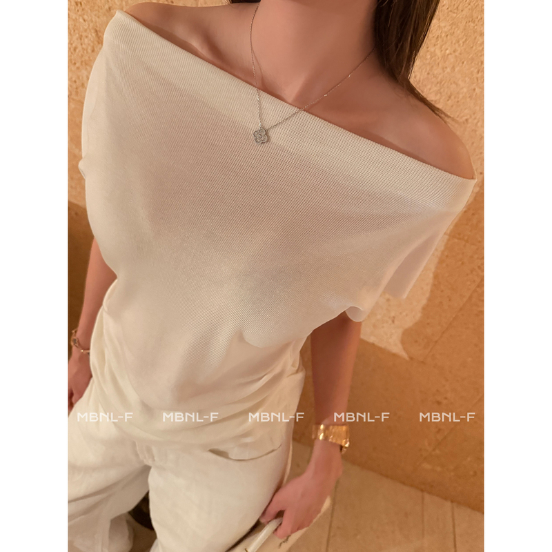 Mbnl-F Qin Lei Women's Clothing "Asymmetrical Shoulder Tee" 100% Lenzing Tencel Xm-Xsy5811