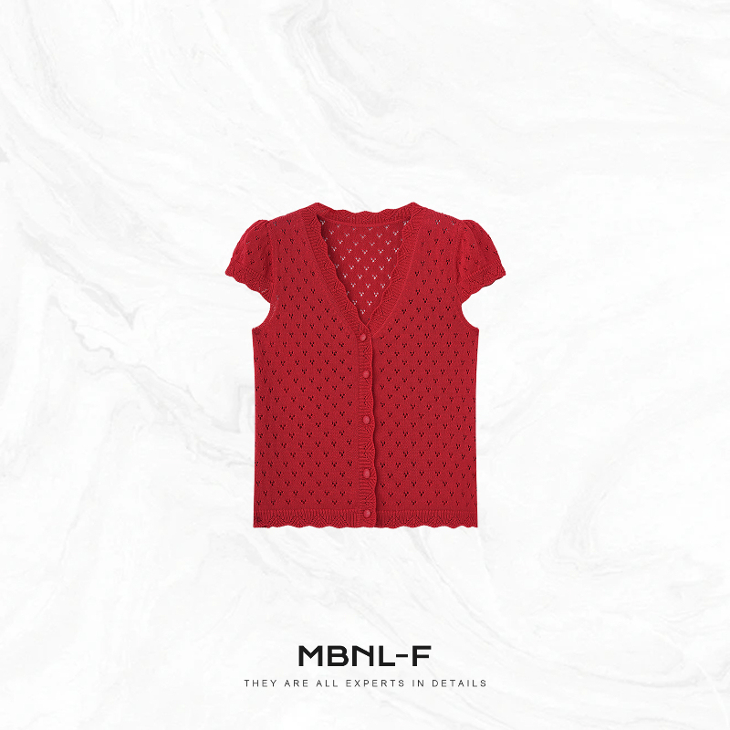 Mbnl-F Women's Clothing "Strawberry Blouse" Acetate Ice-Feel Cotton Blend Custom-Dyed Cardigan Xm-Xmy2285