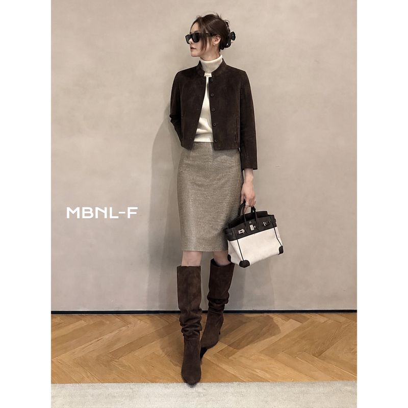 Mbnl-F Qin Lei Women's Clothing "Crocodile Pattern" Retro Distressed Style Crocodile Embossed Long Skirt Xy-6Bq6004