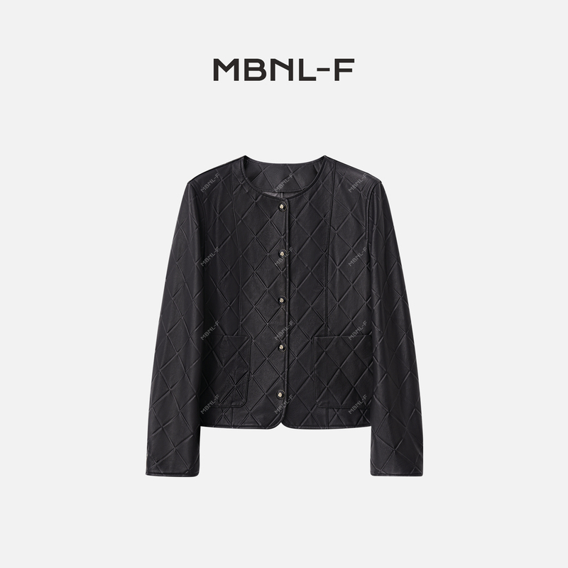 Clearance Sale Mbnl-F "Chanel-Style Leather Jacket" High-End Ribbed New Zealand Sheepskin Leather Jacket Qin Lei Xm-Xpy6221