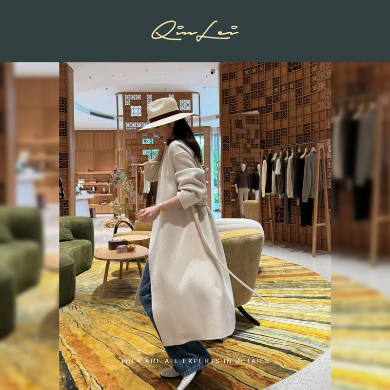 Mbnl-F Qin Lei Women's Clothing "Manchengzhidu" Stand Collar Long Cashmere Alpaca Wool Coat Xy-Wy7018