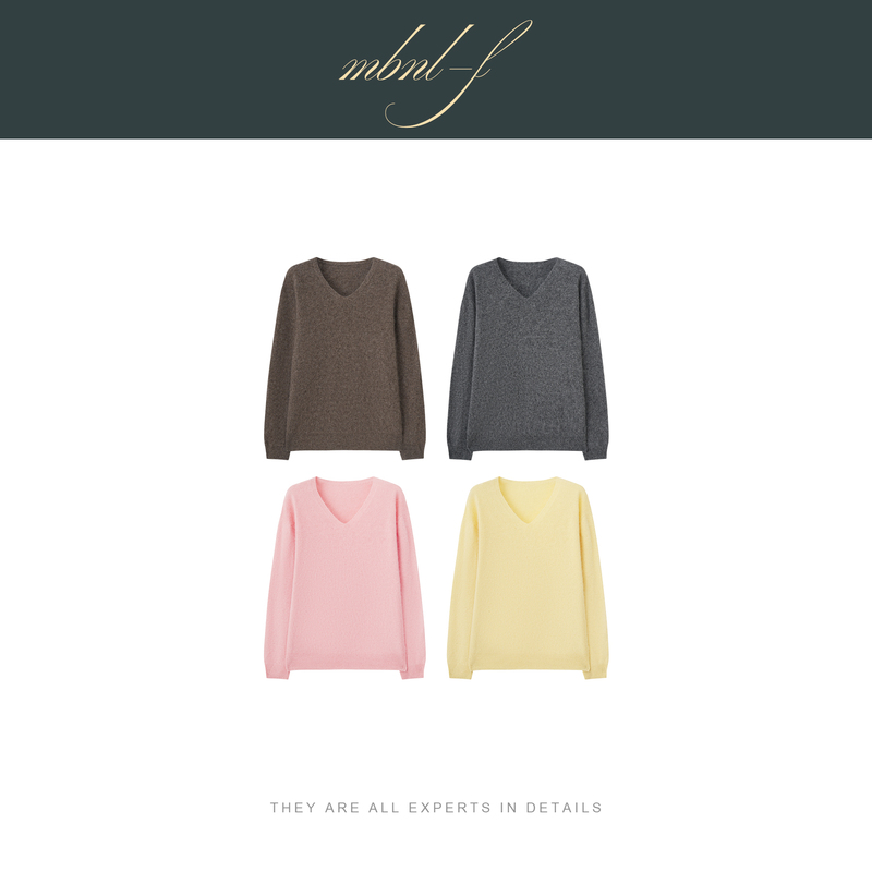 Mbnl-F Qin Lei Women's Clothing "Murou Velvet Sweater" Classic Wool and Cashmere Blend Soft Sweater Xy-6Mz6003