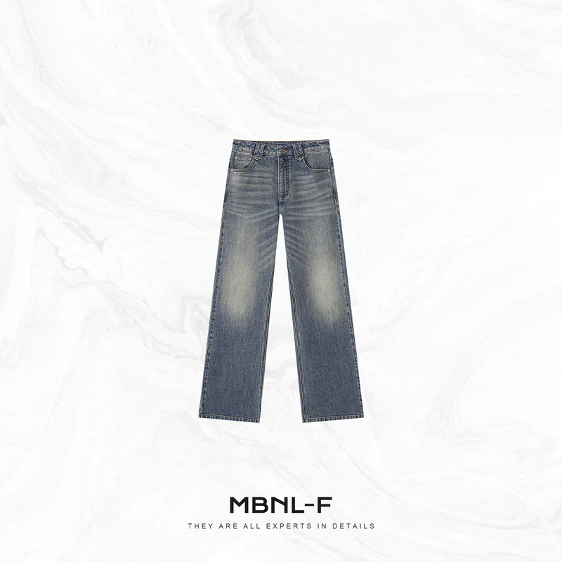 Mbnl-F/Qin Lei Women's Clothing "Vintage Blue Jeans" Slightly Flared High-Waisted Vintage Blue Jeans Xy-Nz0006