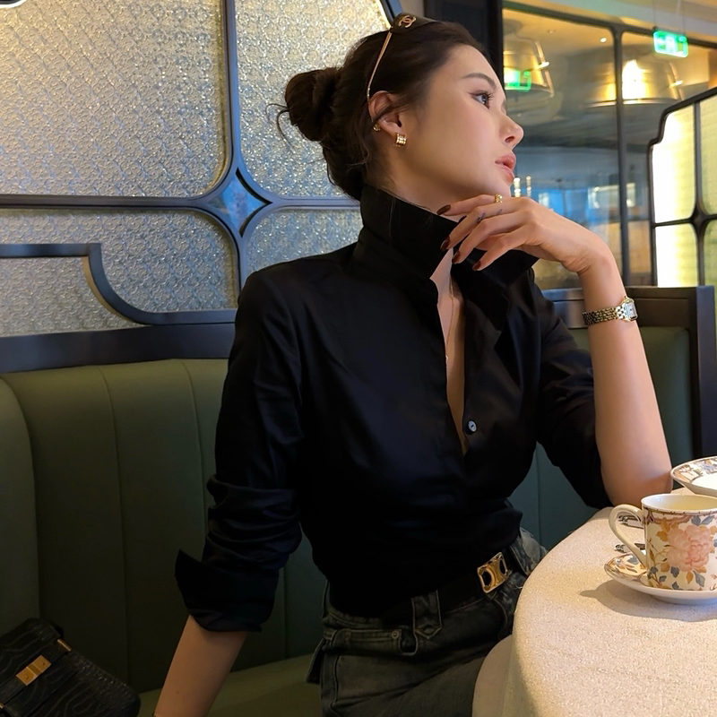 Qin Lei Women's Clothing "Simple Shirt" Cotton Blend Slim Fit Versatile Long Sleeve Shirt Xy-Sy2008 Qin Lei Women's Clothing "Simple Shirt" Cotton Blend Slim Fit Versatile Long Sleeve Shirt Xy-Sy2008