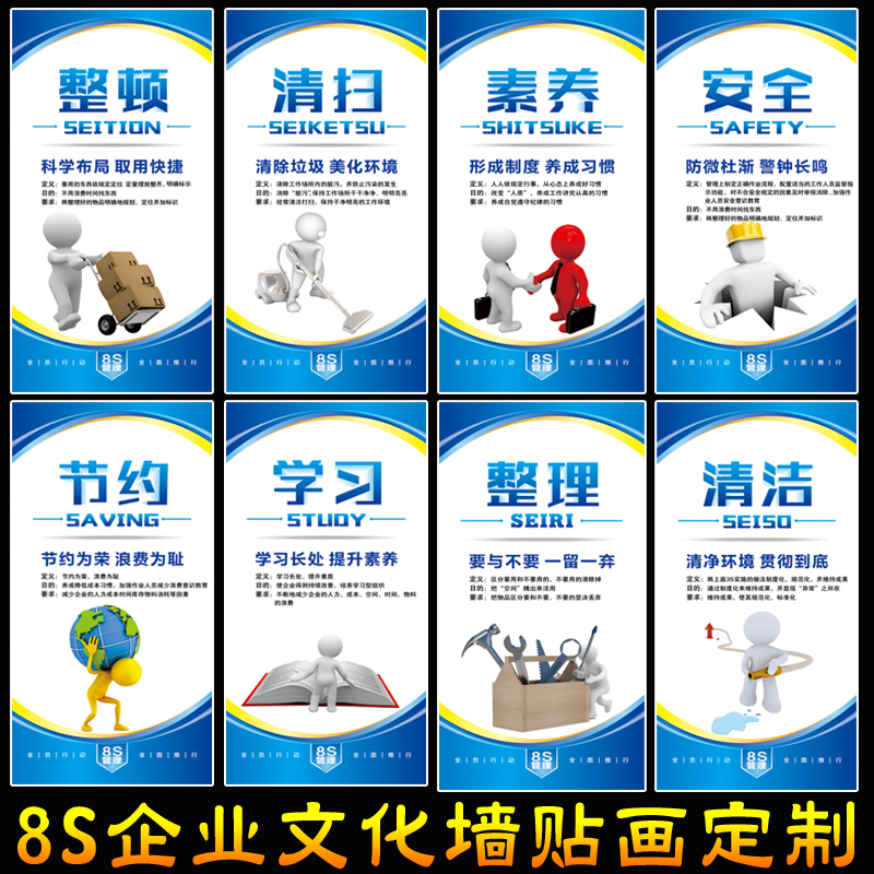Corporate culture 5S 6S 7S 8S slogan wall stickers factory production workshop safety quality management kt board hanging paintings