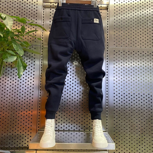 Штаны, демисезонные утепленные джинсы с начесом, в корейском стиле, свободный крой