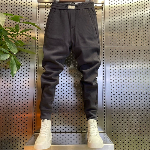 Штаны, демисезонные утепленные джинсы с начесом, в корейском стиле, свободный крой