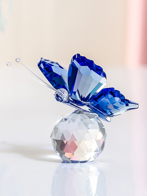 出口级】k9水晶玻璃蝴蝶小动物摆件可爱书架橱柜家具装饰女生礼物