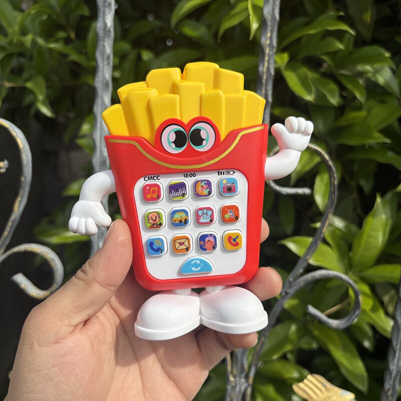 Baby Nursery Rhyme Music Mobile Phone Toy with Animal Sounds, Educational Early Learning, Flashing French Fries Phone for 1-2 Years and 8 Months Old