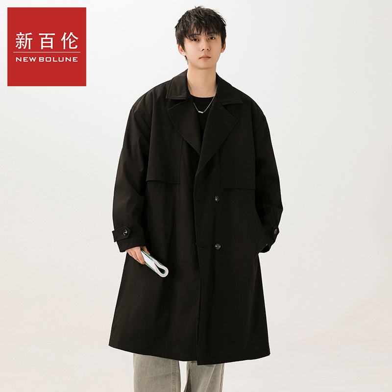 New Balance Mid-Length Trench Coat, Autumn and Winter British Style, High-End Casual Loose-Fitting Versatile Trendy Over-The-Knee Coat