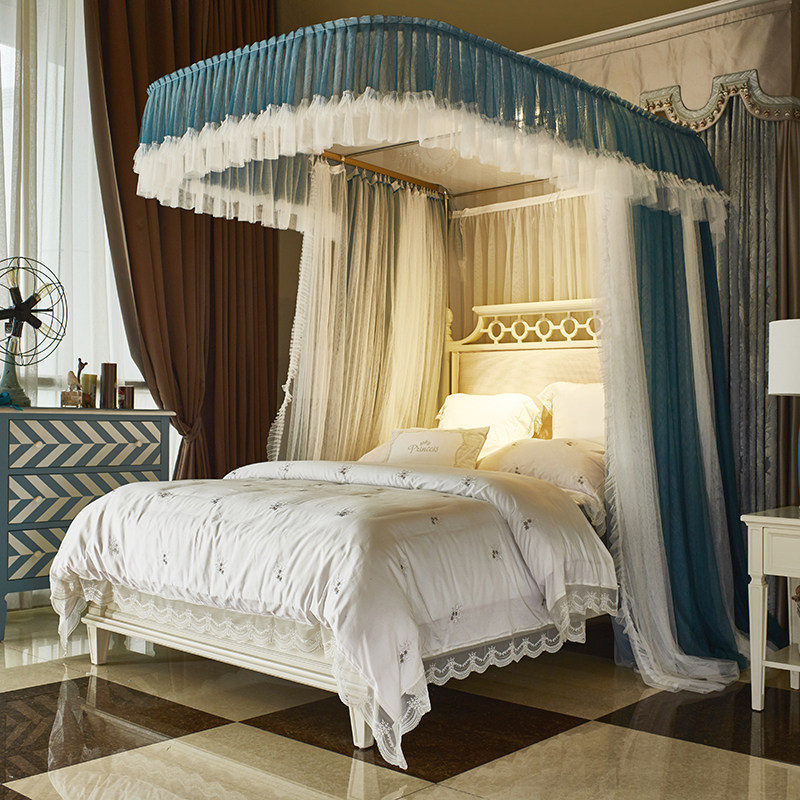 Princess Wind U type mosquito net 1 8 m bed crypto palace floor-style bed mantle double sliding track 2022 high-end new