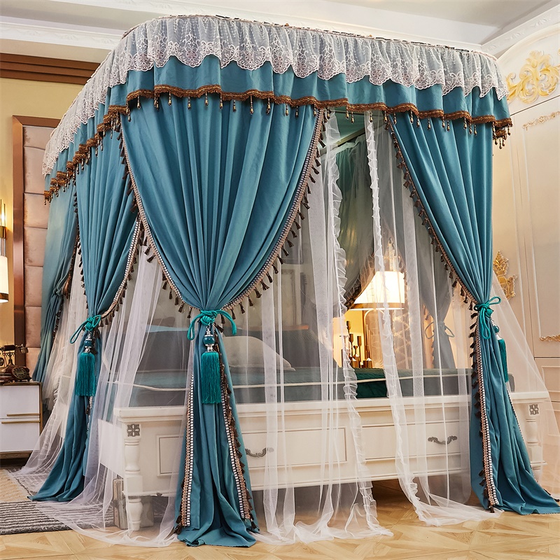 2022 New Mosquito Net Palace Arrival Type U Type Rail Pituitary Curtain 2 m Bed Three Doors High-end Bed Mantle Princess Wind