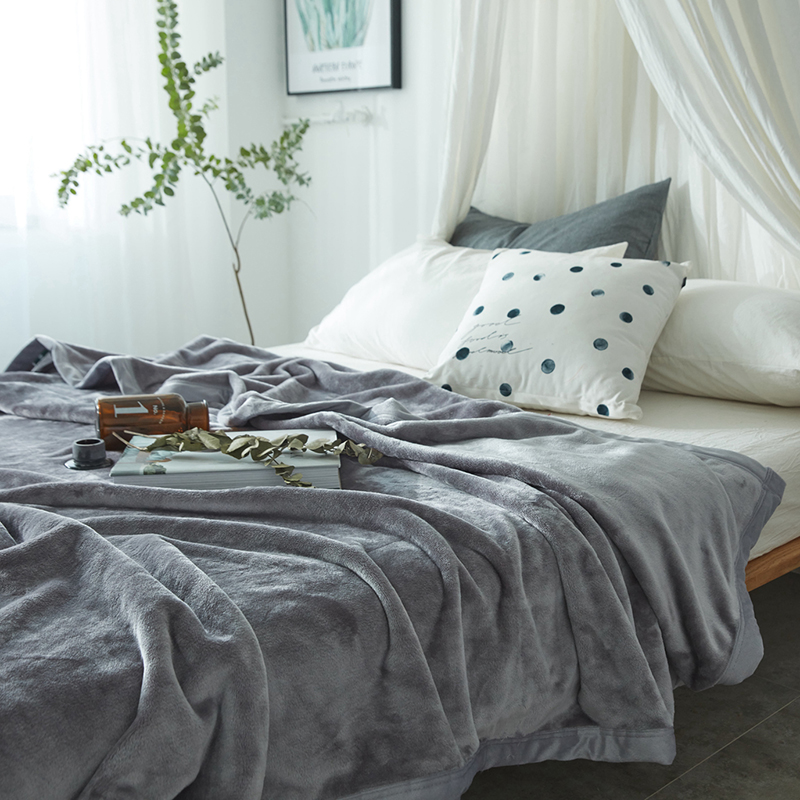 European and American pure color blanket Quilt Thickened student Single double brief Modern Coral Suede Bed Linen Air Conditioning Blanket