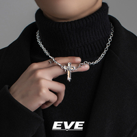 EVE lava cross sweater necklace men's trendy brand light luxury niche high-end men's autumn and winter titanium steel pendant