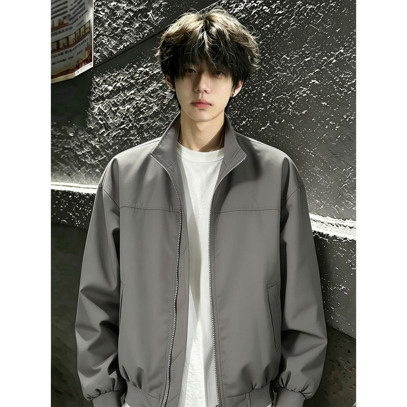 American Retro Stand-Collar Pilot Jacket for Men, Autumn Outdoor Three-Proof Windbreaker, Oversized Short Workwear Coat
