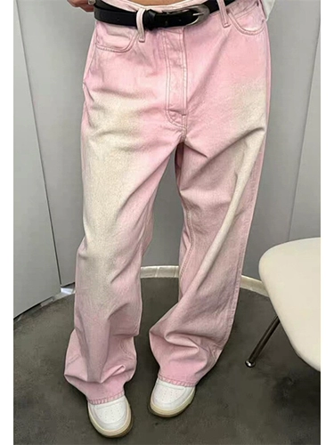 Розовые джинсы подходит для мужчин и женщин, штаны, в американском стиле, изысканный стиль