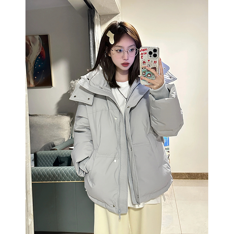 Gray Hooded down Jacket for Men, Winter 2023 New Thickened Warm Couple's Top, High-End Stylish Handsome Coat