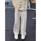 Демисезонные штаны, джинсы с начесом, свободный прямой крой