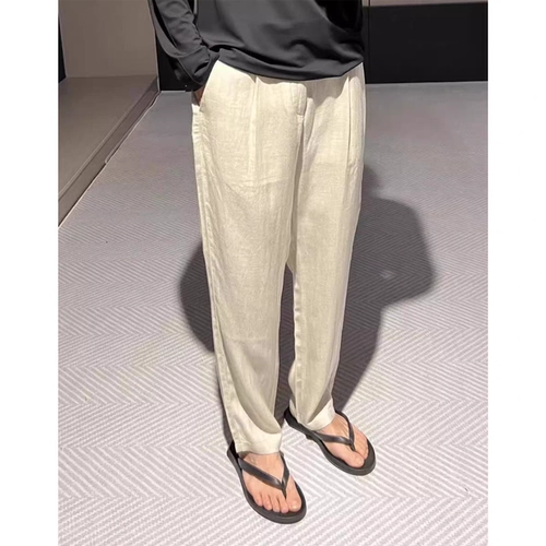 Мужские летние легкие и тонкие дышащие шелковые штаны для отдыха, изысканный стиль, свободный прямой крой