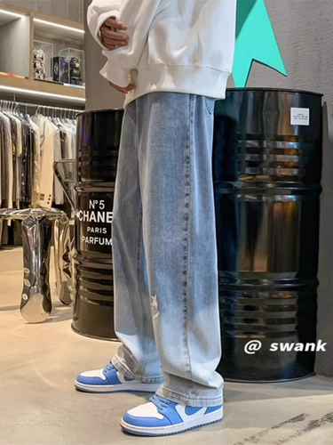 Штаны, ретро прямые свободные джинсы, в американском стиле, осенние