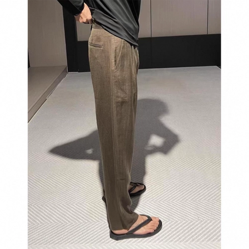 Мужские летние легкие и тонкие дышащие шелковые штаны для отдыха, изысканный стиль, свободный прямой крой